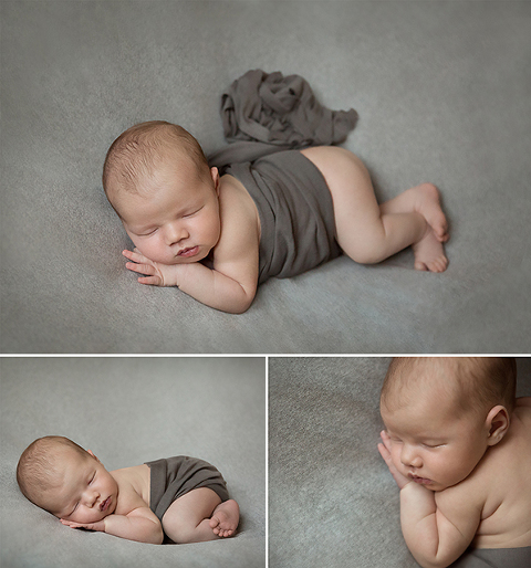 red deer baby photographer, gray baby, newborn photos, side pose